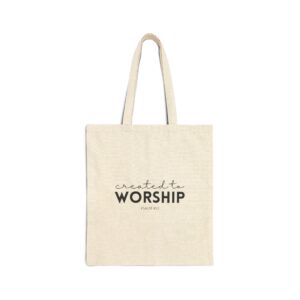 Tote Bag — "Created to Worship" Cotton Canvas Church Tote