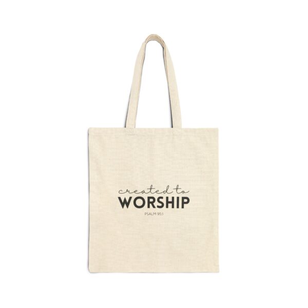 Tote Bag — "Created to Worship" Cotton Canvas Church Tote